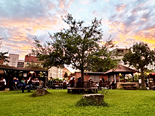 Sonnenuntergang im Biergarten